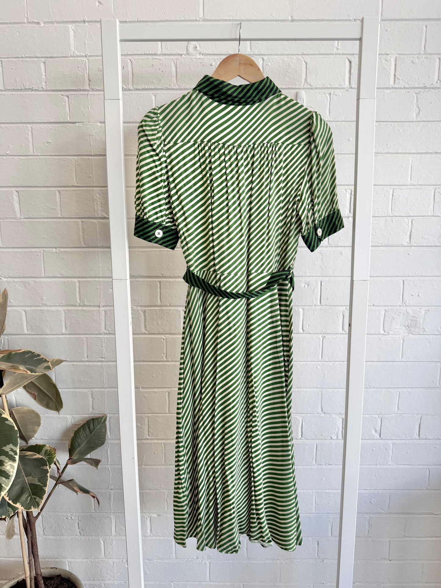 L.K. Bennett 'Valerie' Stripe Midi Shirtdress in Green - Size 10