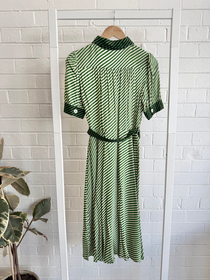 L.K. Bennett 'Valerie' Stripe Midi Shirtdress in Green - Size 10