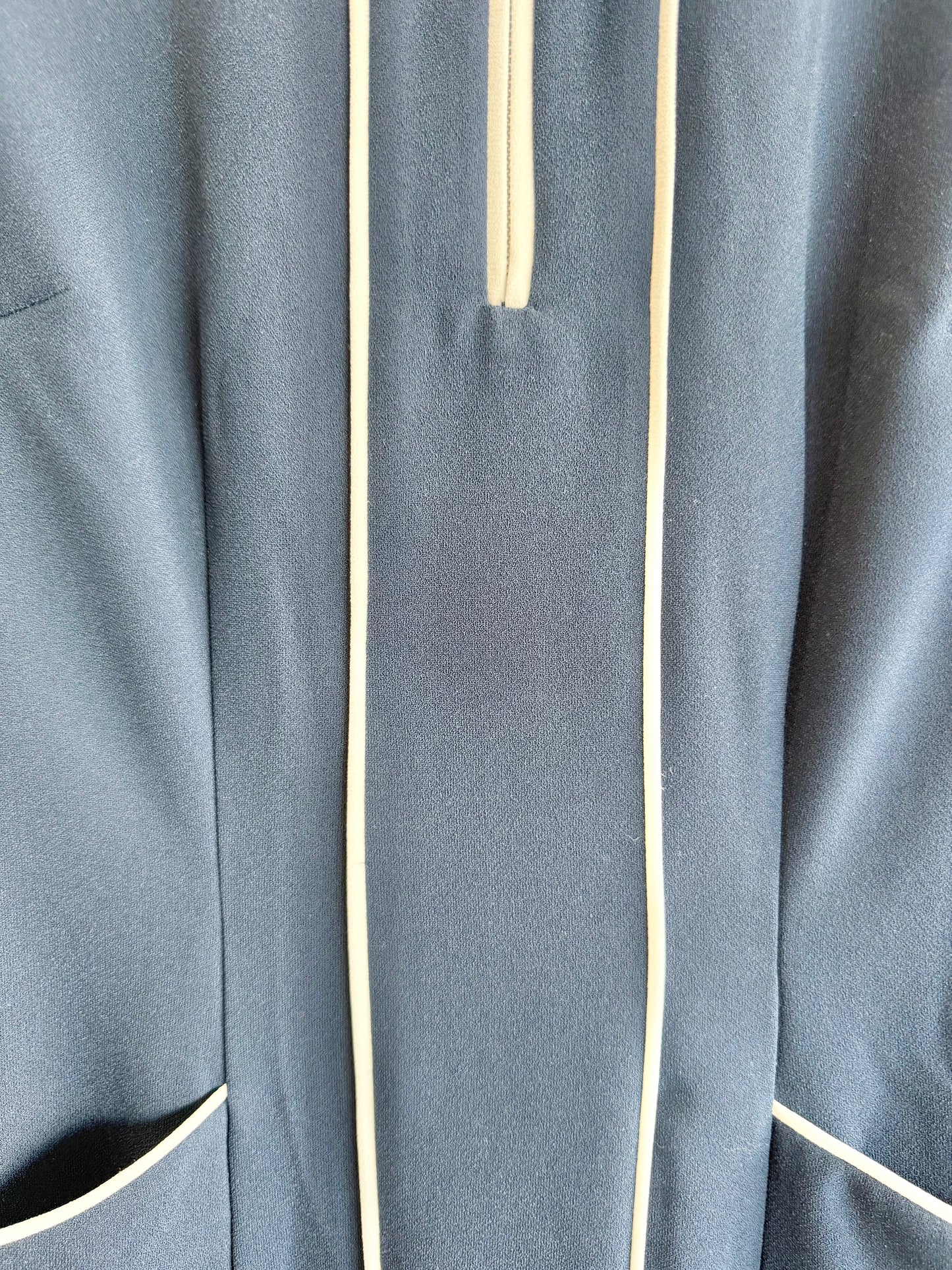Karen Millen Crepe Tipped Tailored Midi Shirtdress in Navy - Size 10