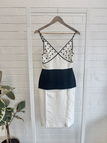 Balenciaga Hybrid Monochrome Midi Dress - Size 36 (6-8)