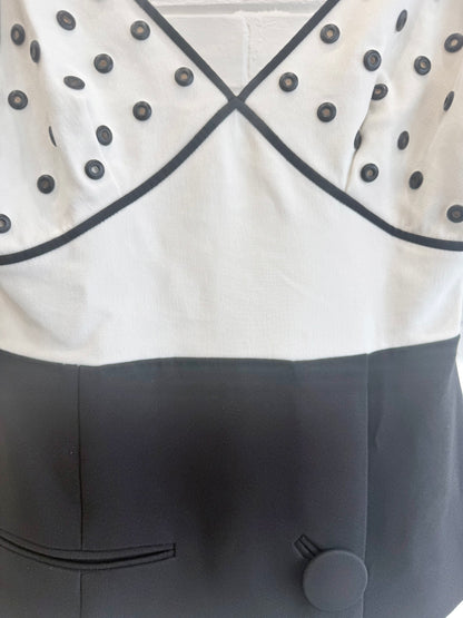 Balenciaga Hybrid Monochrome Midi Dress - Size 36 (6-8)