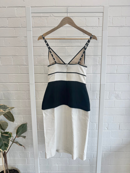 Balenciaga Hybrid Monochrome Midi Dress - Size 36 (6-8)