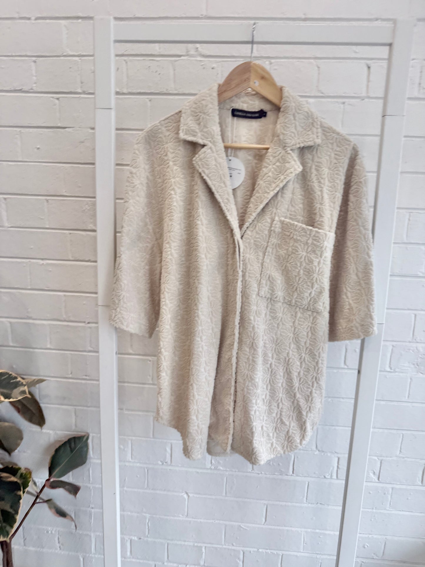 Camilla and Marc Beige Oversized Venron Terry Towelling Shirt - Size 8
