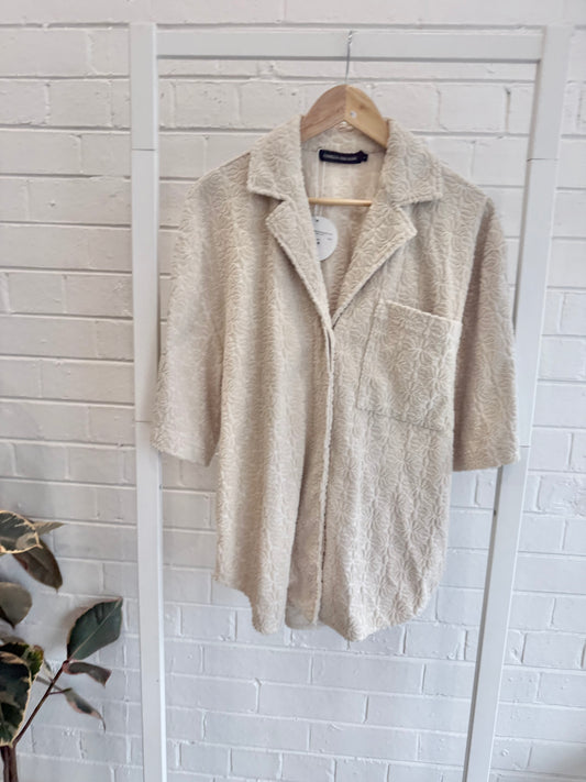 Camilla and Marc Beige Oversized Venron Terry Towelling Shirt - Size 8