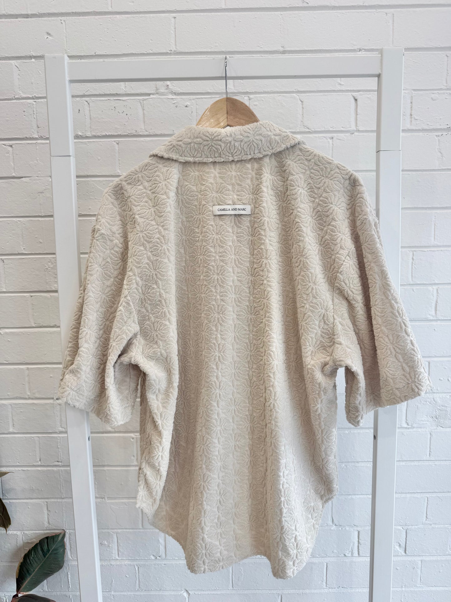 Camilla and Marc Beige Oversized Venron Terry Towelling Shirt - Size 8