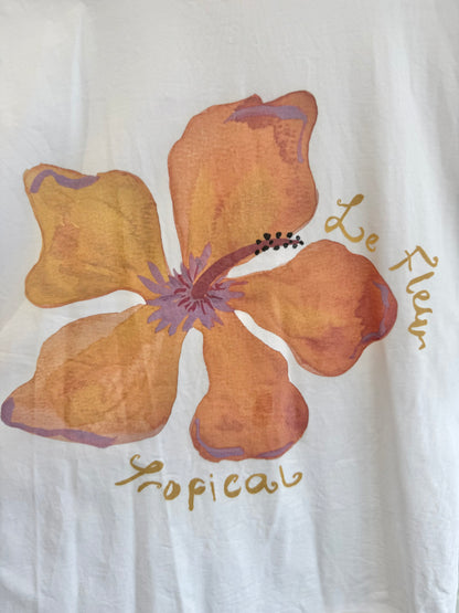 Maku Le Fleur Tropical White Oversized Tee - Size L (12)