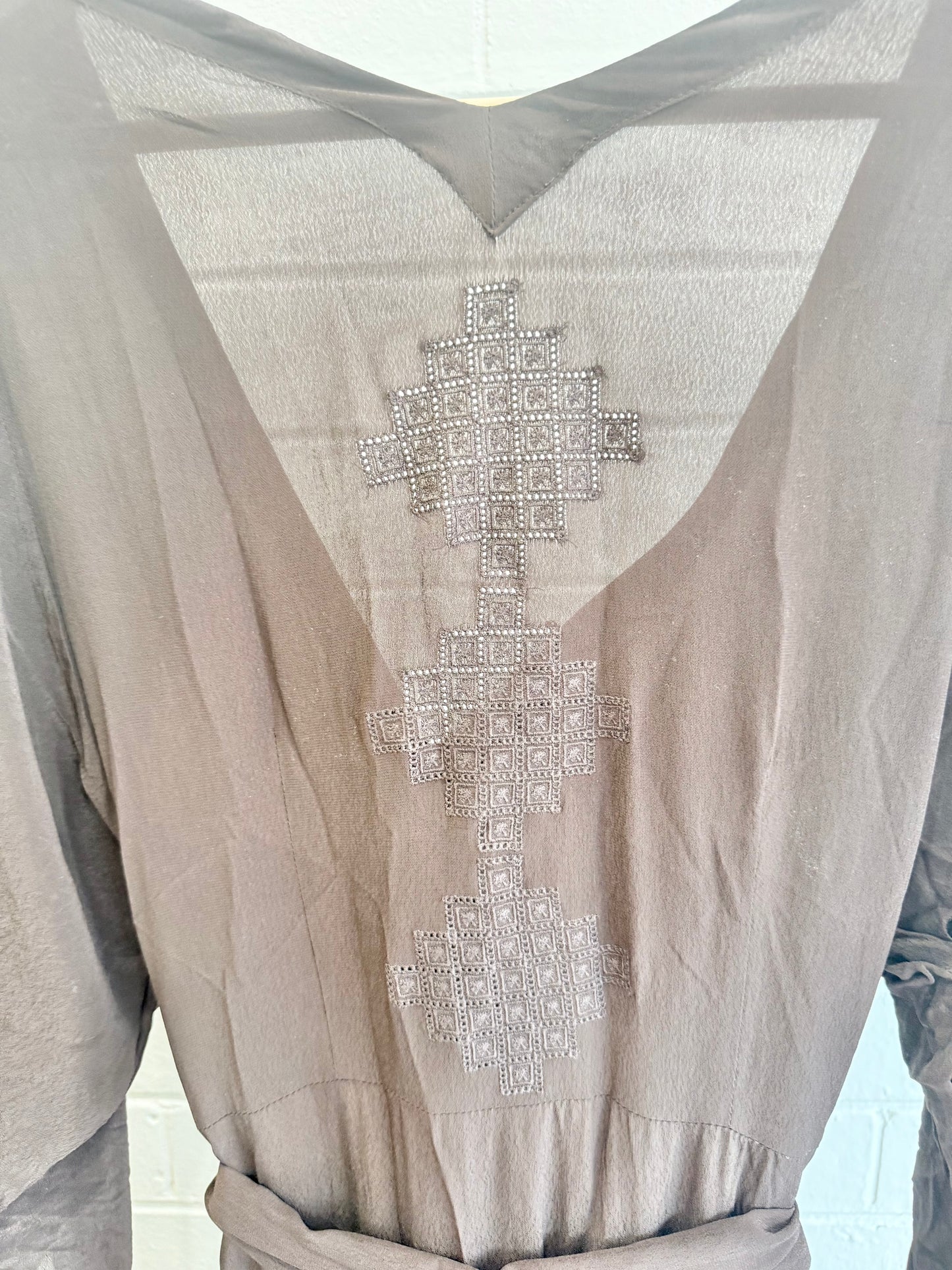 Flannel Chocolate Silk Nina Midi Dress - Size 1 (8)