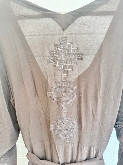 Flannel Chocolate Silk Nina Midi Dress - Size 1 (8)
