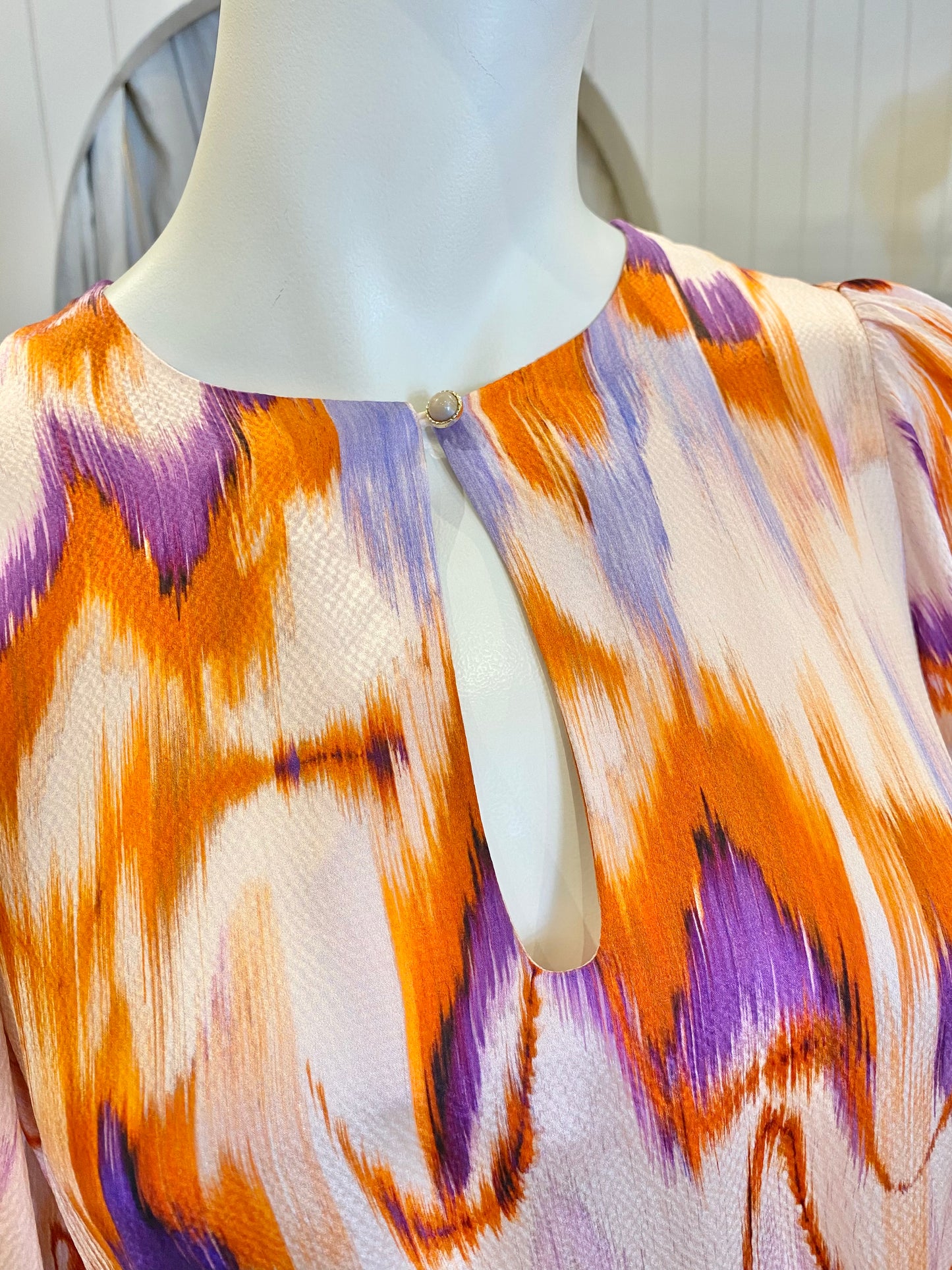 Husk Watercolour Midi Dress - Size 8