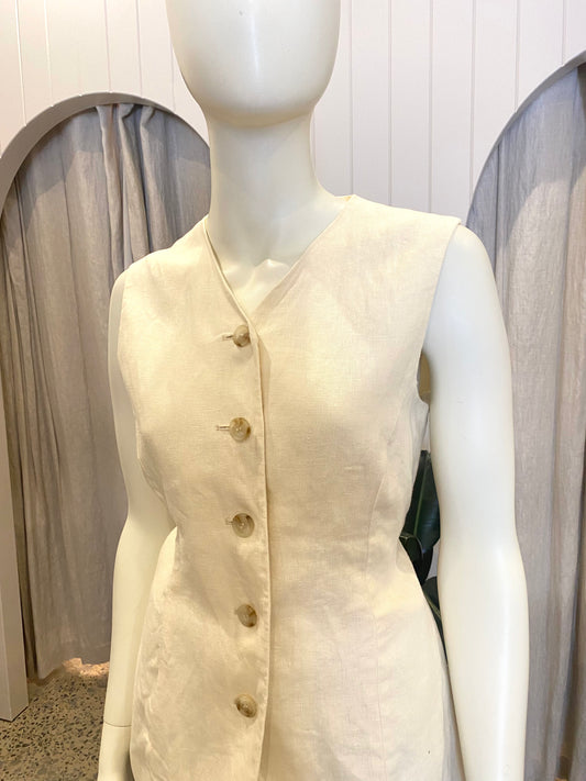 Friends With Frank Cream Linen Vest - Size M