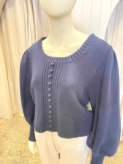 Joslin Navy Wool Cotton Blend Jumper - Size M/L