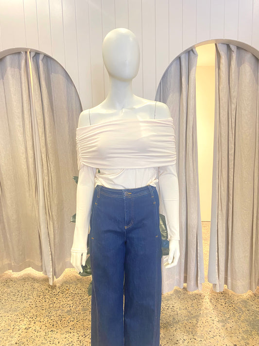 Reformation Cream Off Thje Shoulder Top - Size S (8)