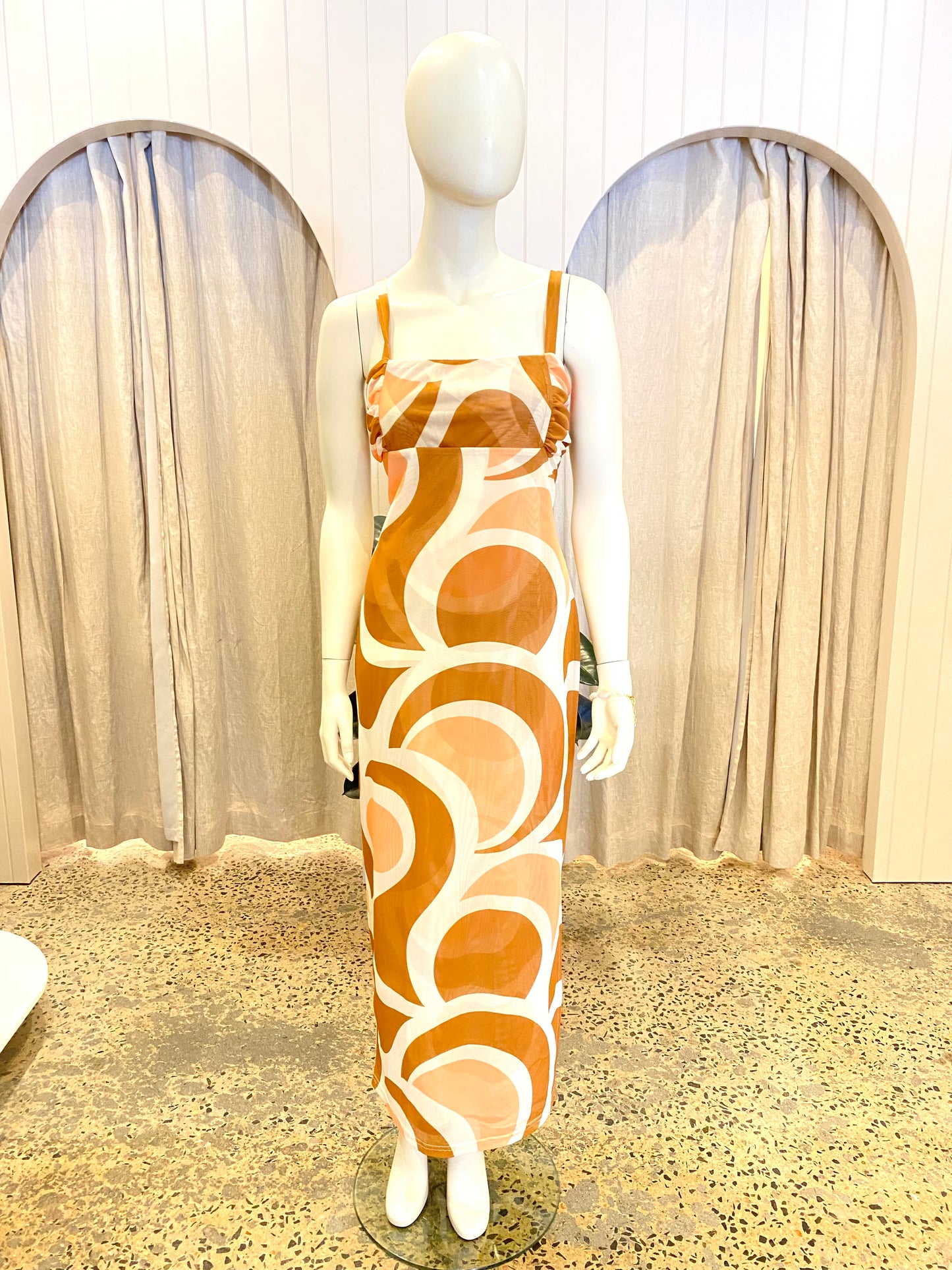 By Johnny Geo Mesh Print Dress - Size 14