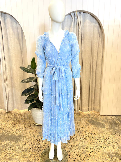 Palm Noosa Blue Floral Midi Dress - Size 8