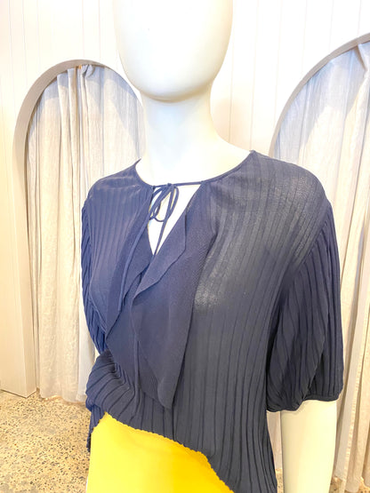 Scanlan Theodore Navy Pleated Top - Size M