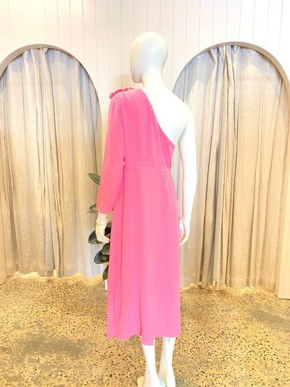 Rixo Pink Star Embroidered Dress - Size 12