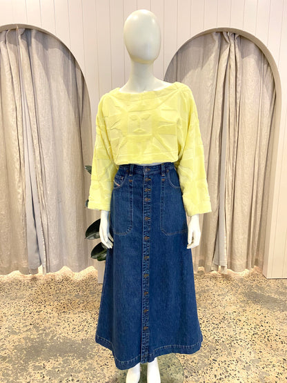 Lucy Folk Yellow Sun Cropped Long Sleeve - Size M