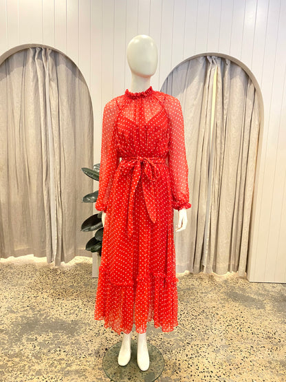 Zimmermann Ninety-Siz Swing Red Polka Dot Dress - Size 2 (10)