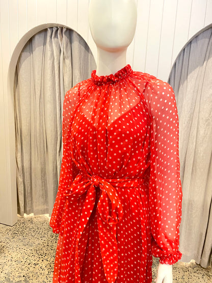 Zimmermann Ninety-Siz Swing Red Polka Dot Dress - Size 2 (10)