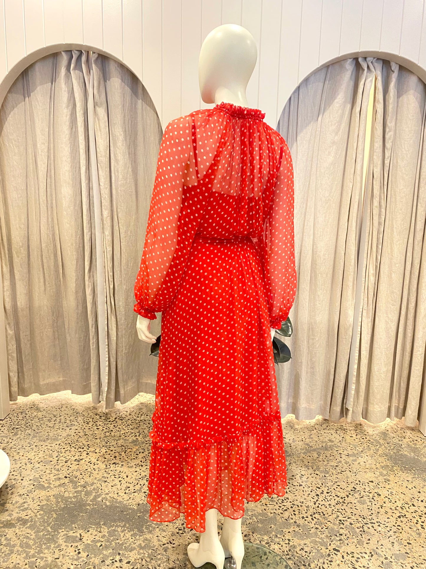 Zimmermann Ninety-Siz Swing Red Polka Dot Dress - Size 2 (10)