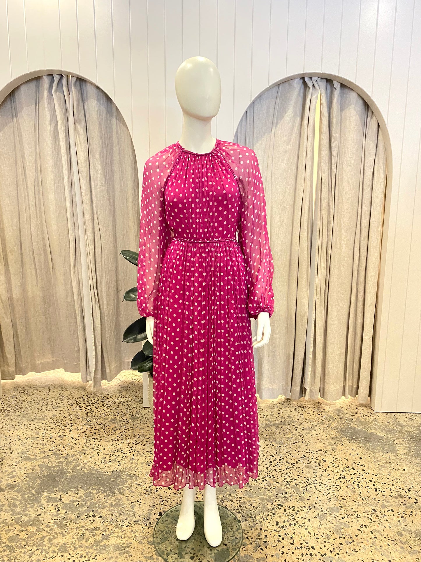 Zimmermann Braid-trimmed Gathered Polka-Dot Silk-Drepon Midi Dress - Size 2 (10)