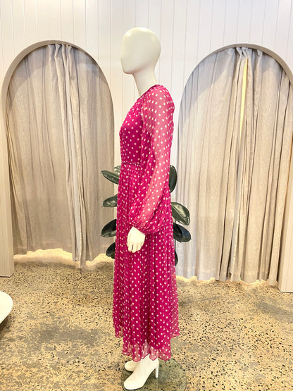 Zimmermann Braid-trimmed Gathered Polka-Dot Silk-Drepon Midi Dress - Size 2 (10)