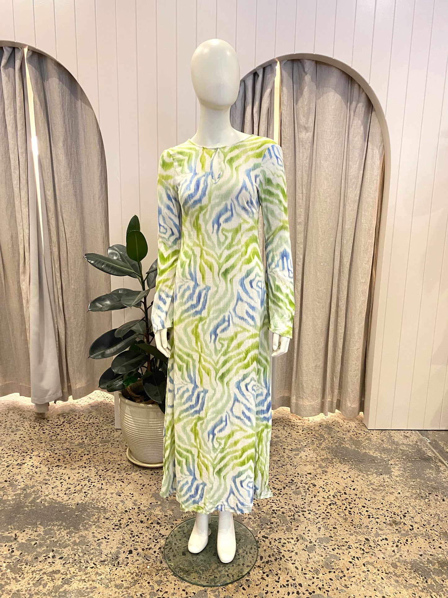 The Wolf Gang Blue and Green Ames Maxi Dress - Size S