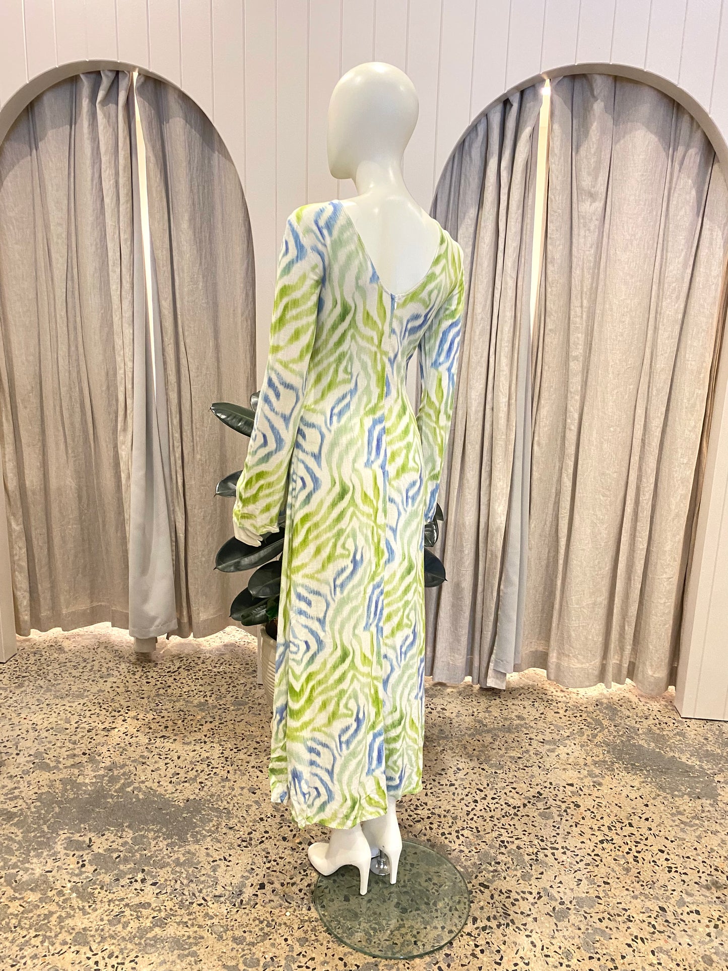 The Wolf Gang Blue and Green Ames Maxi Dress - Size S