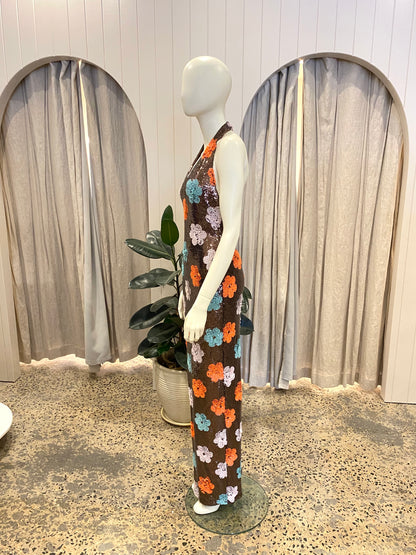 Nookie Floral Sequin Sienna Halter Gown - Size M