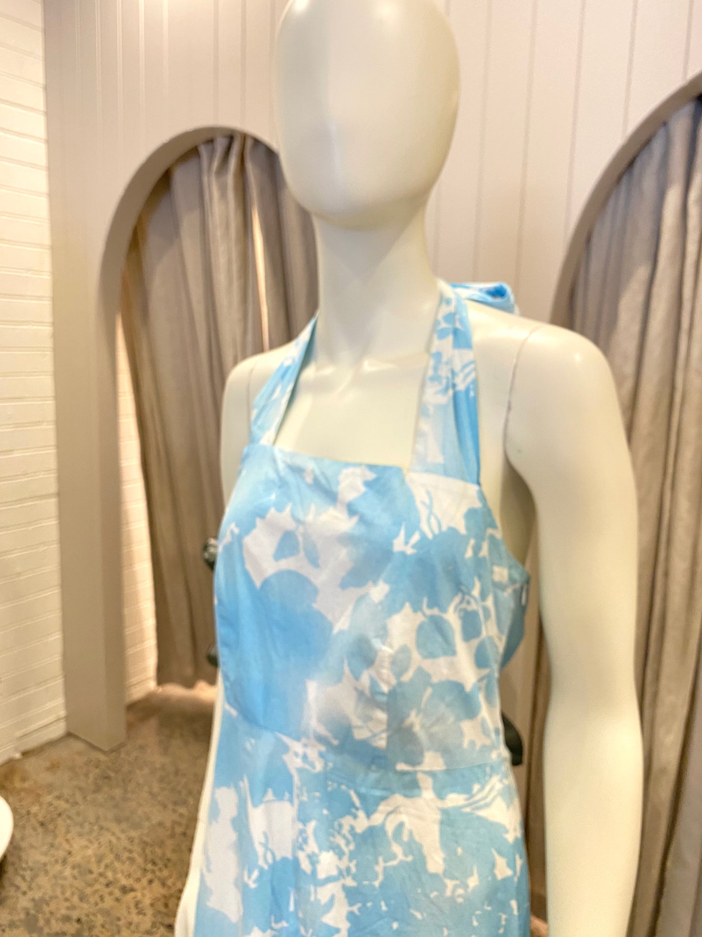 Morrison Blue and White Isadora Halter Maxi Dress - Size 1