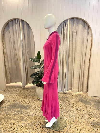 ACLER 'Flint' Ribbed Knit Midi Dress in Flamingo Mix - Size 12