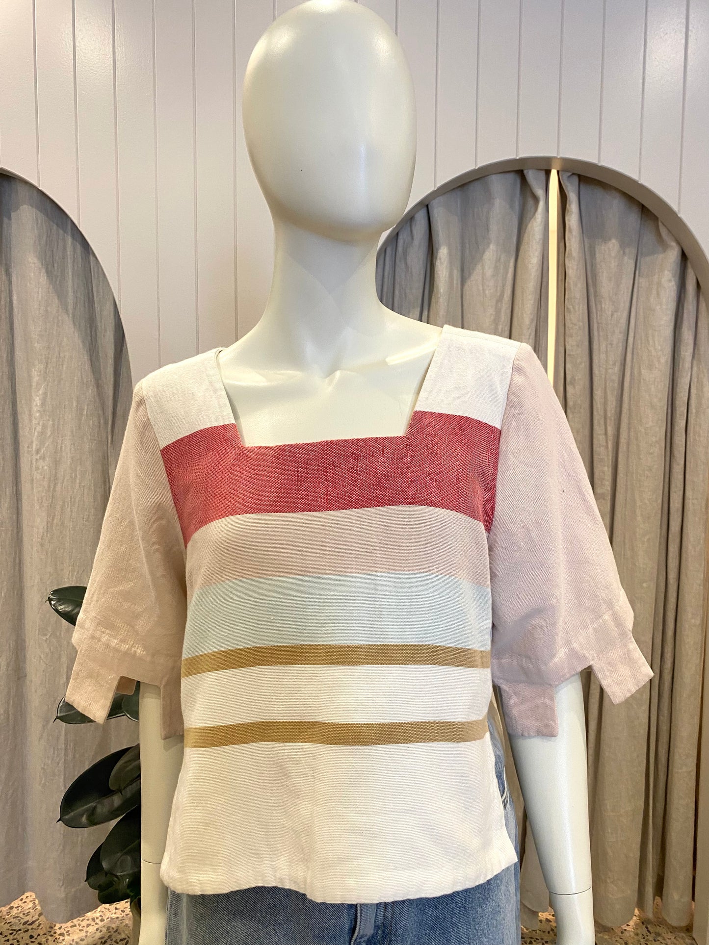 Lucy Folk Pink Stripe Top - Size M/L