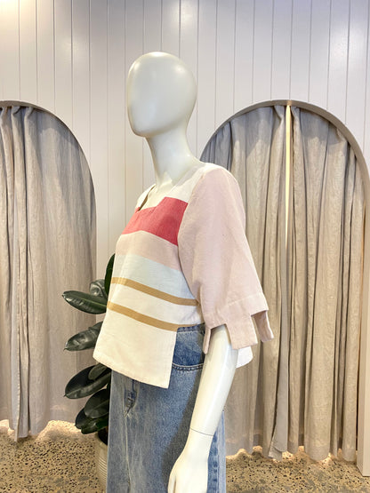 Lucy Folk Pink Stripe Top - Size M/L