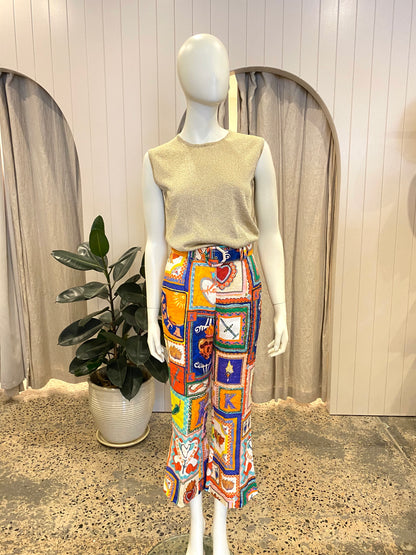 Kate Ford Multi Colour Linen Viatoris Flare Pants - Size 0