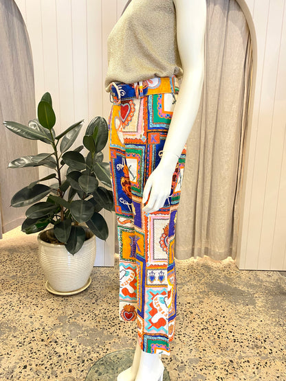 Kate Ford Multi Colour Linen Viatoris Flare Pants - Size 0