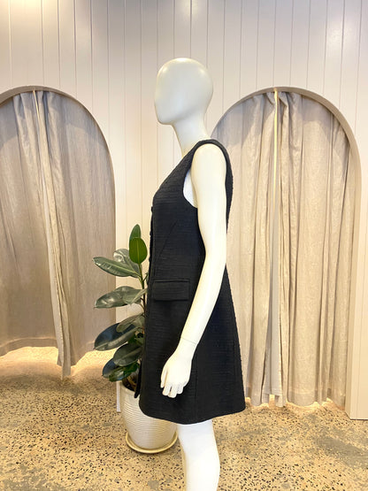 Country Road Black Tweed Button Mini Dress BNWT - Size 10