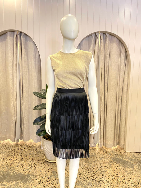 Day Birger et Mikkelsen Chaabi Fringed Pleather Skirt  - Size 38 (12)
