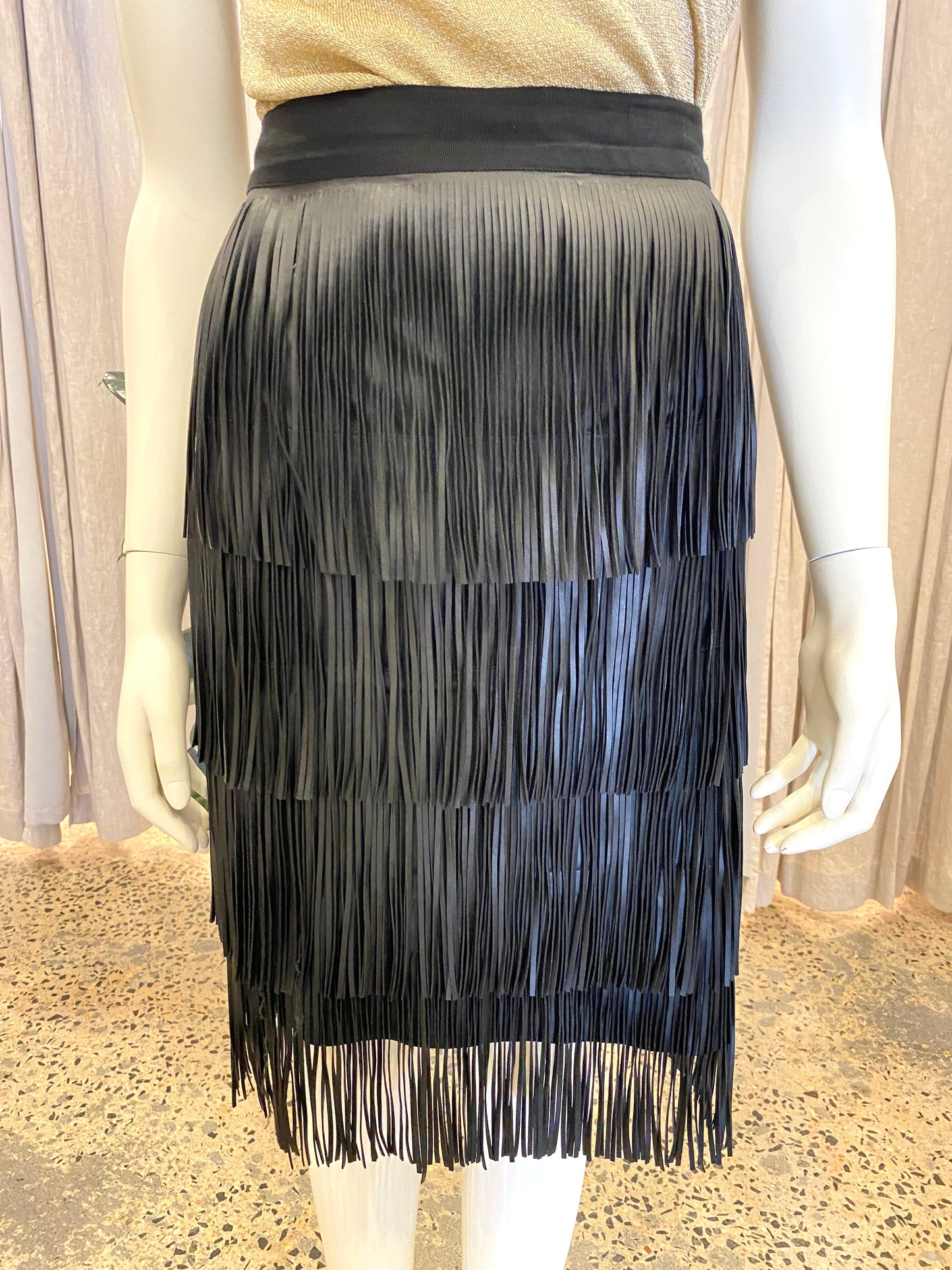 Day Birger et Mikkelsen Chaabi Fringed Pleather Skirt  - Size 38 (12)