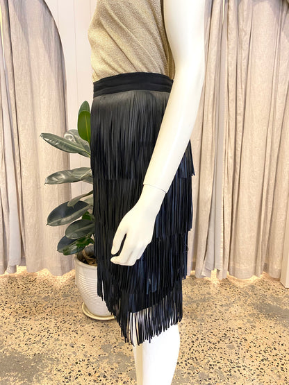 Day Birger et Mikkelsen Chaabi Fringed Pleather Skirt  - Size 38 (12)