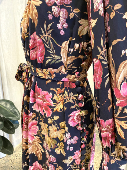 Zimmermann 'Lucky' Floral-print Silk-chiffon Midi Dress - Size 1 (10)