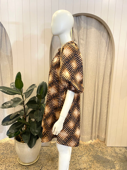 Husk Tan and Black Cotton Midi Dress - Size XS