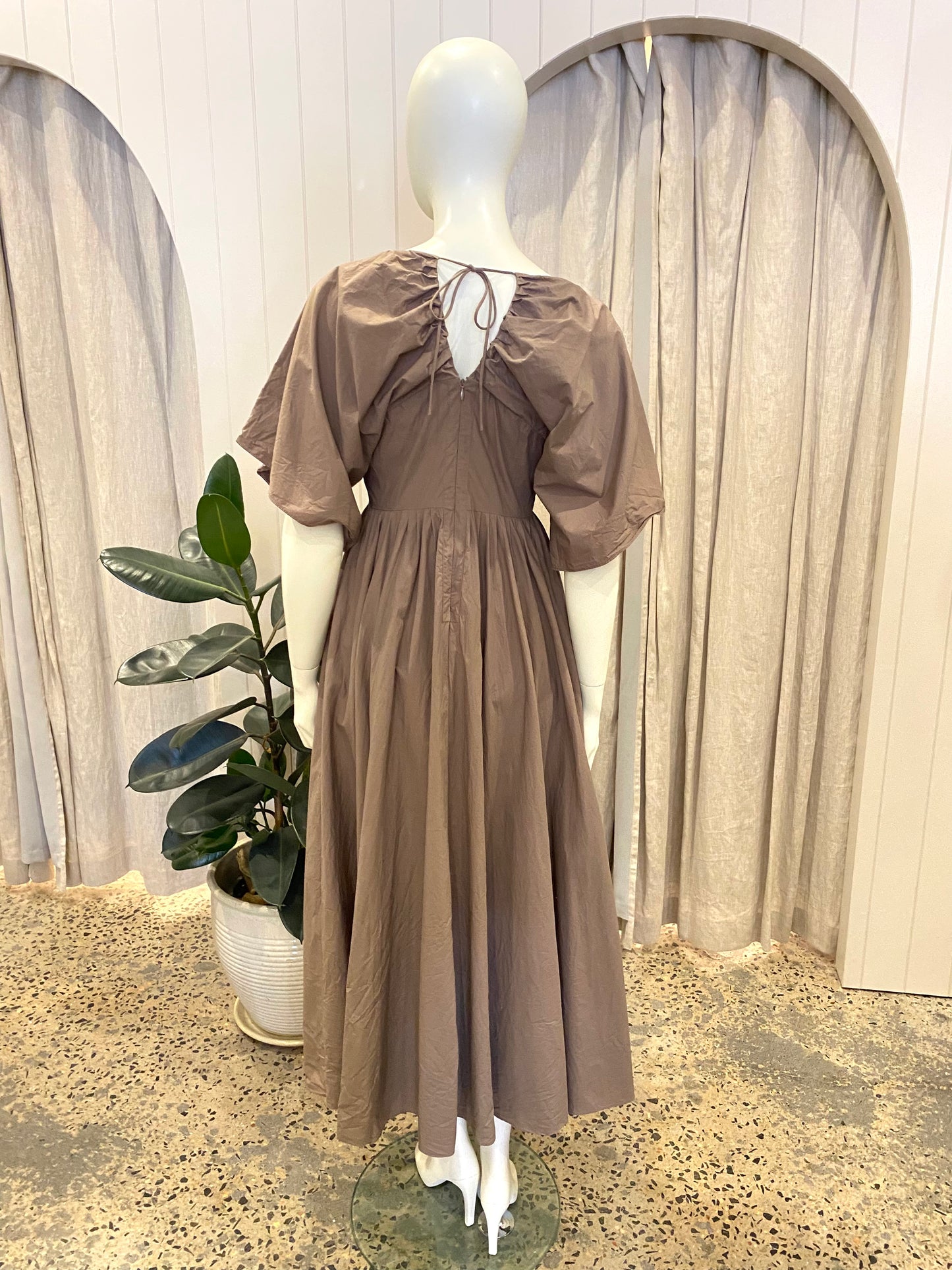 Joslin Taupe Cotton Maxi Dress - Size 8