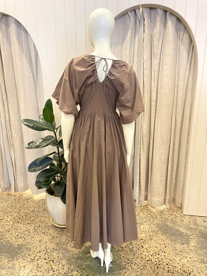 Joslin Taupe Cotton Maxi Dress - Size 8