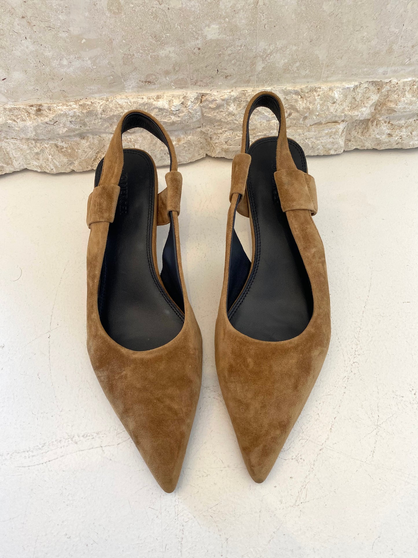 Jo Mercer Tan Suede Rosa Kitten Heel - Size 40