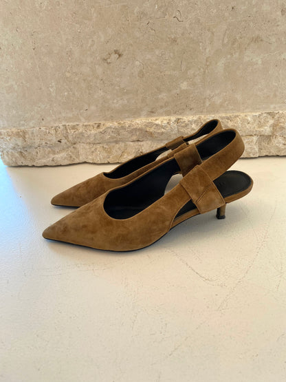 Jo Mercer Tan Suede Rosa Kitten Heel - Size 40