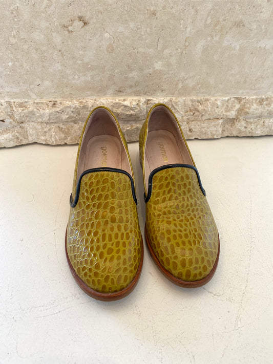 Gorman Croc Embossed Loafer in Green - Size 38