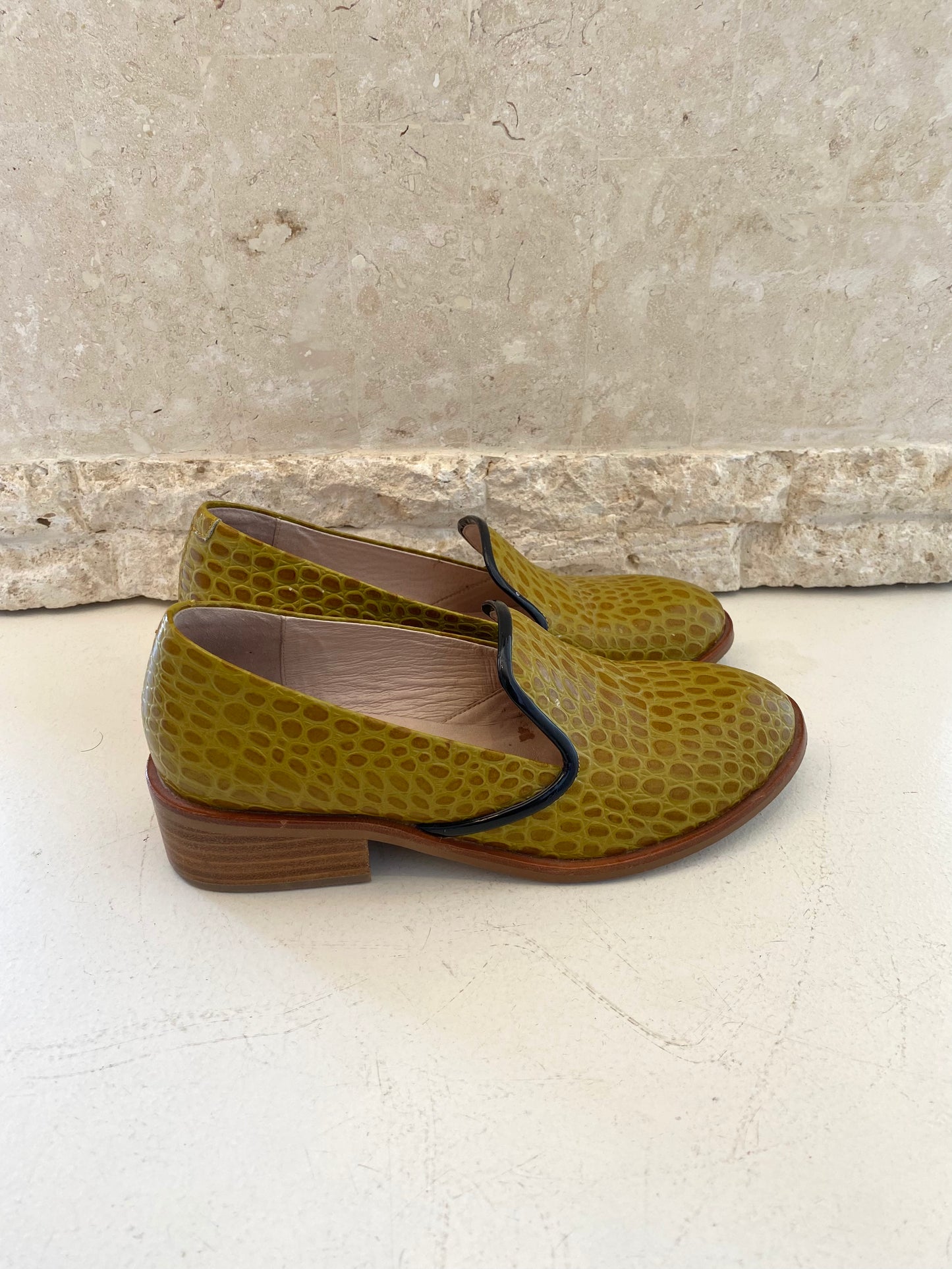 Gorman Croc Embossed Loafer in Green - Size 38