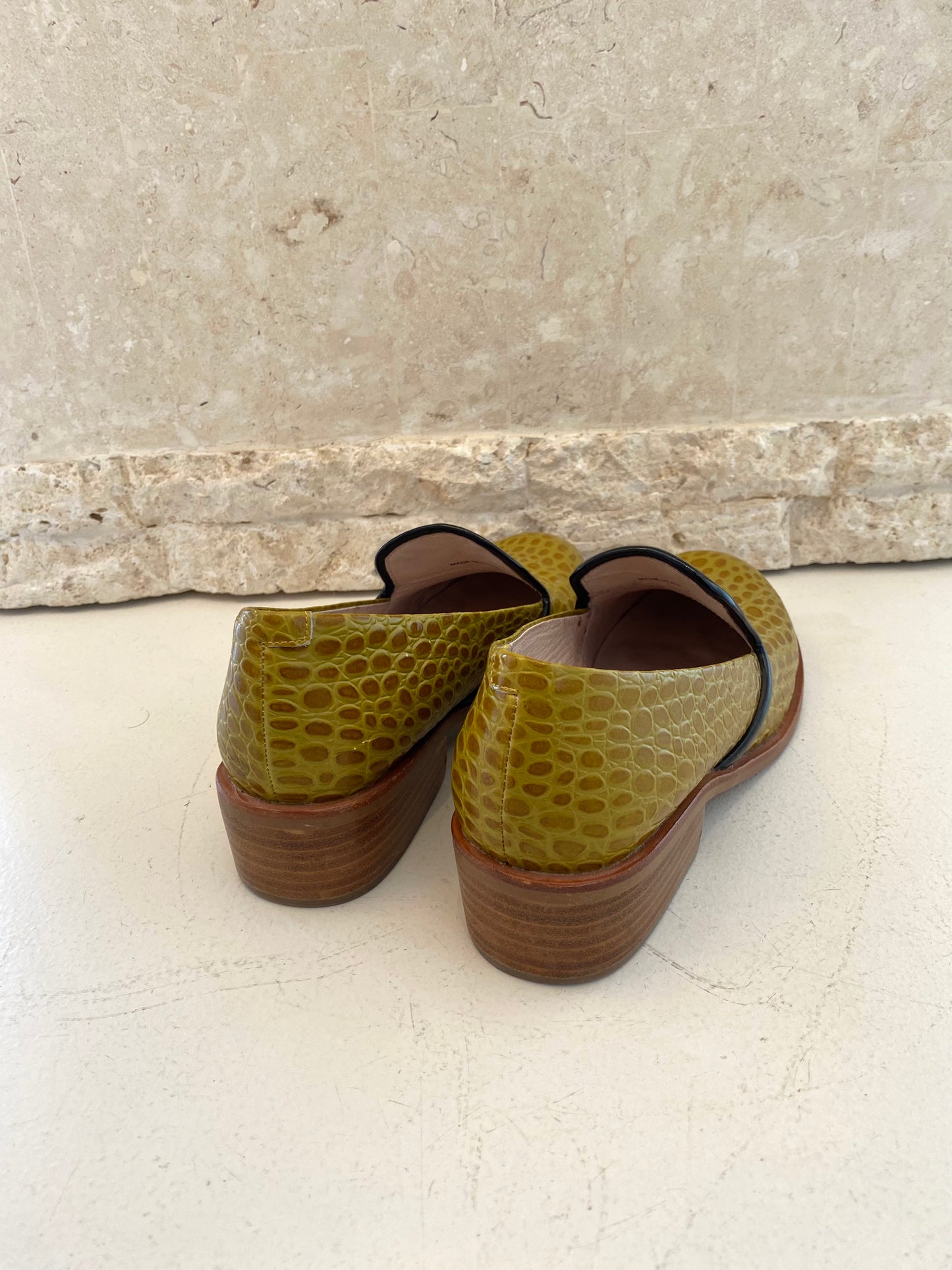 Gorman Croc Embossed Loafer in Green - Size 38