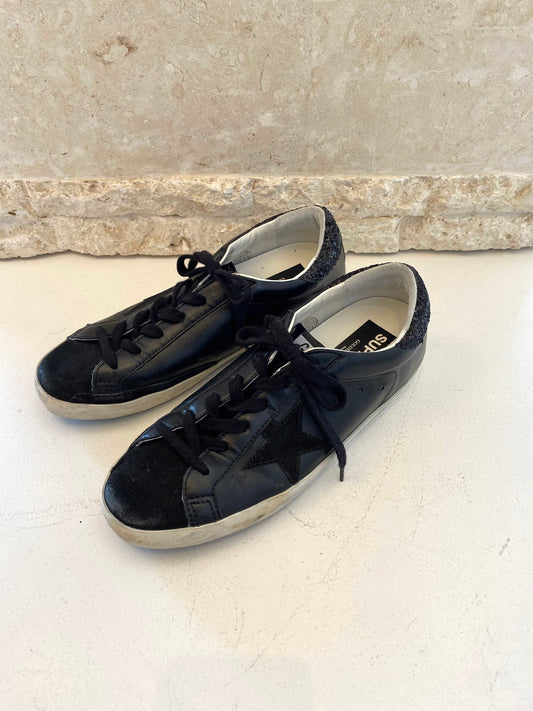 Golden Goose Black Glitter Super Star Low Top - Size 40