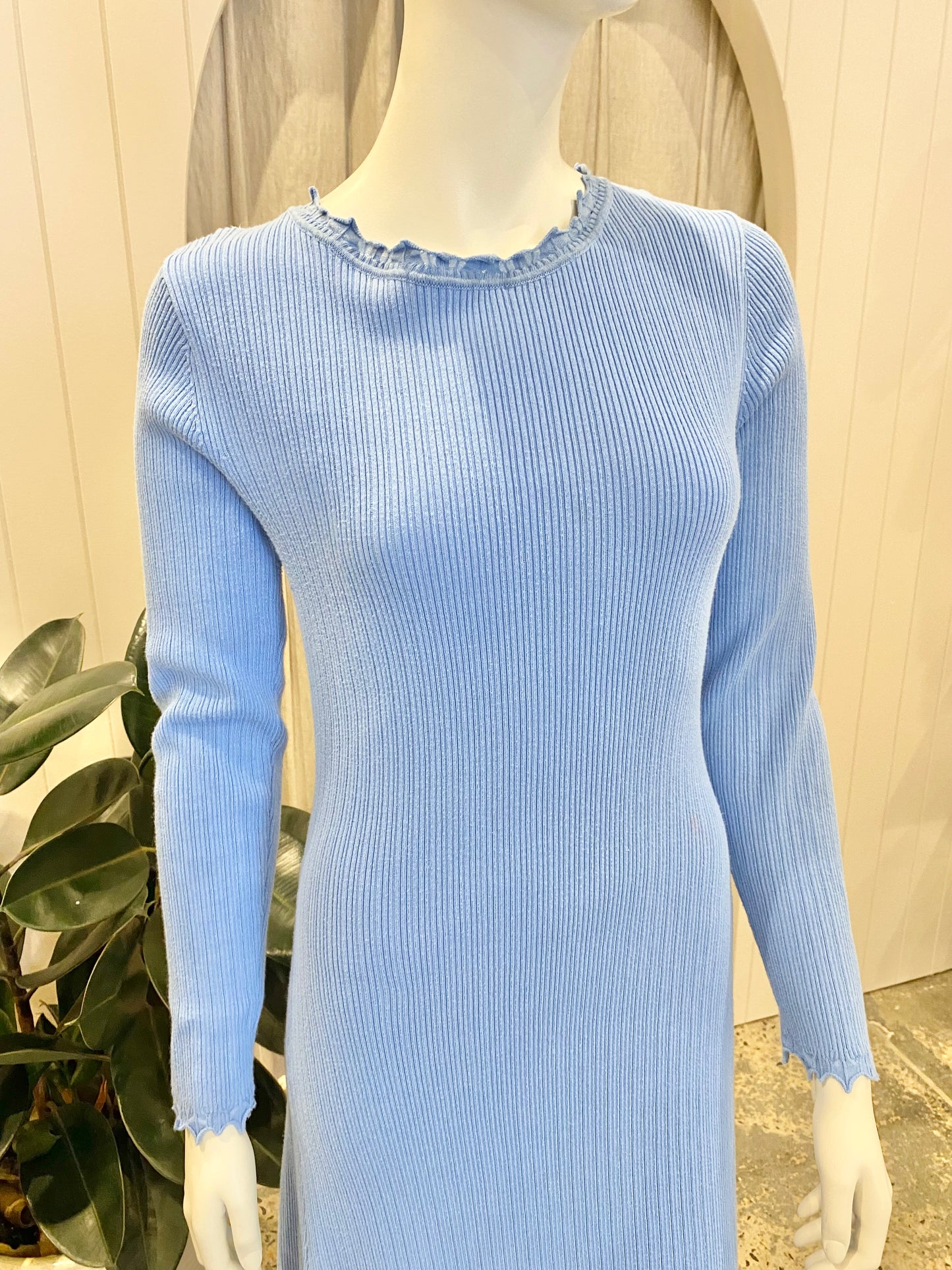 Kivari Knit Midi Dress in Cornlower Blue - Size 10